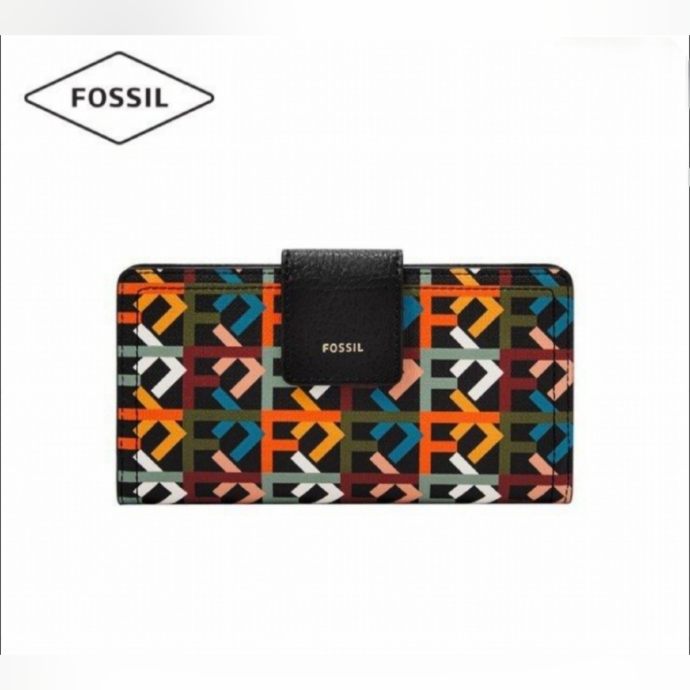 🌷NWOT Fossil Women's Logan Tab Clutch Multicolor Printed Wallet🌷